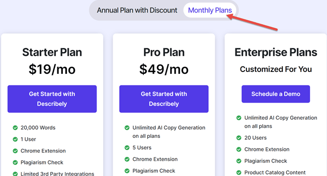 Copysmith Monthly Pricing